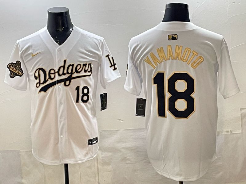 Men 2026 Nike Los Angeles Dodgers #18 Yamamoto White Game MLB Jersey 014->los angeles dodgers->MLB Jersey